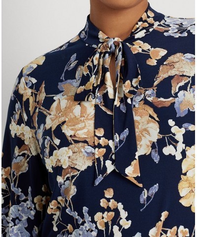 Plus Size Floral Blouson Sleeve Top Navy Multi $58.05 Tops