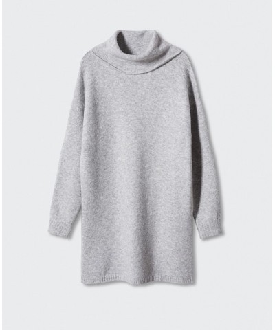 Women's Knitted Turtleneck Dress Gray $36.39 Dresses