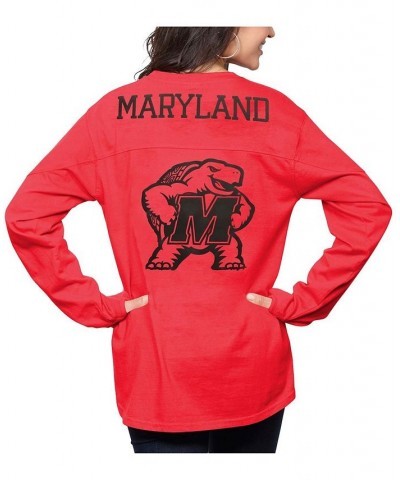 Women's Red Maryland Terrapins The Big Shirt Oversized Long Sleeve T-shirt Red $26.95 Tops