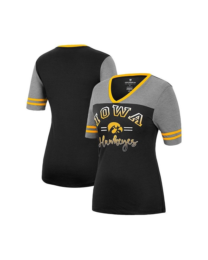 Women's Black Heathered Gray Iowa Hawkeyes There You Are V-Neck T-shirt Black, Heathered Gray $20.70 Tops
