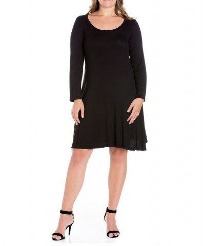 Women's Plus Size Flared Dress Black $18.80 Dresses