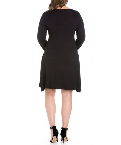 Women's Plus Size Flared Dress Black $18.80 Dresses