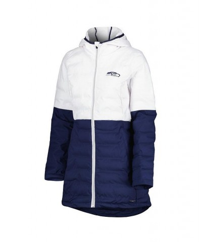 Women's White College Navy Seattle Seahawks Willow Quilted Hoodie Full-Zip Jacket White, College Navy $66.15 Jackets