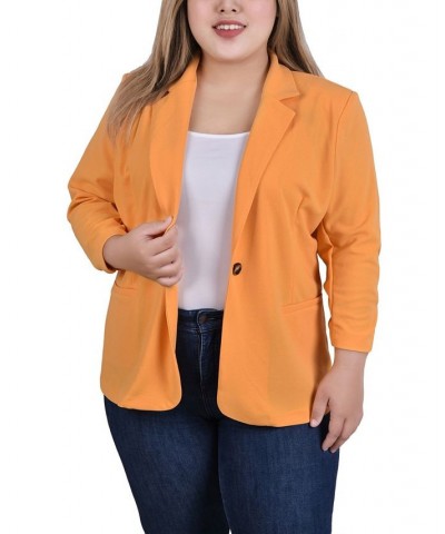 Plus Size 3/4 Sleeve Scuba Crepe Jacket Gold $14.10 Jackets