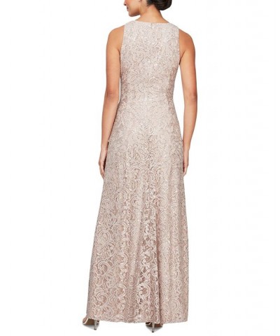 Sequin Lace Cascading Ruffle Gown Purple $77.86 Dresses