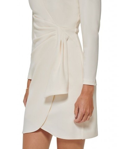 Women's Pleated-Waist Long-Sleeve Dress Buttercream $31.57 Dresses