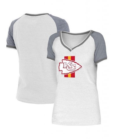 Women's White Gray Kansas City Chiefs Training Camp Raglan V-Neck T-shirt White, Gray $27.92 Tops