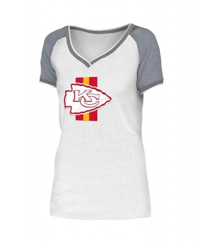Women's White Gray Kansas City Chiefs Training Camp Raglan V-Neck T-shirt White, Gray $27.92 Tops