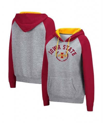 Women's Heathered Gray Iowa State Cyclones Contrast Raglan Pullover Hoodie Heathered Gray $28.59 Sweatshirts