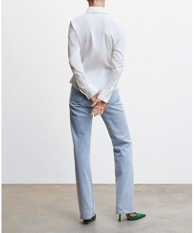 Women's Essential Cotton-Blend Shirt White $25.49 Tops