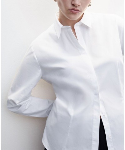 Women's Essential Cotton-Blend Shirt White $25.49 Tops