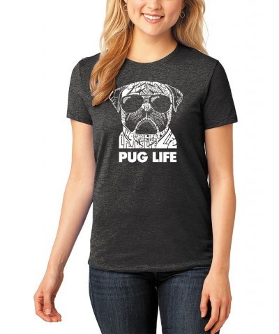 Women's Word Art Pug Life T-Shirt Black $18.86 Tops
