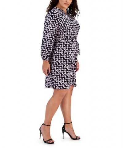 Plus Size Geo-Print Jersey Belted Dress Lilac Petal Multi $41.65 Dresses