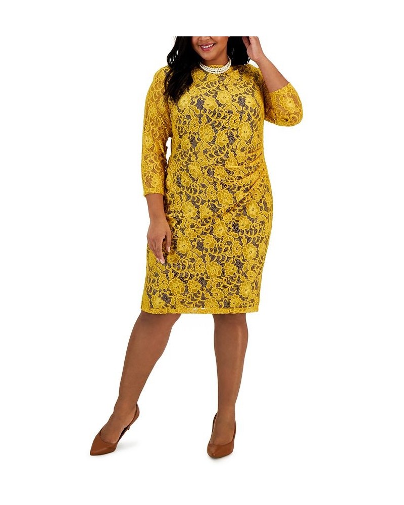 Plus Size Laurissa Lace Sheath Dress Yellow $36.56 Dresses