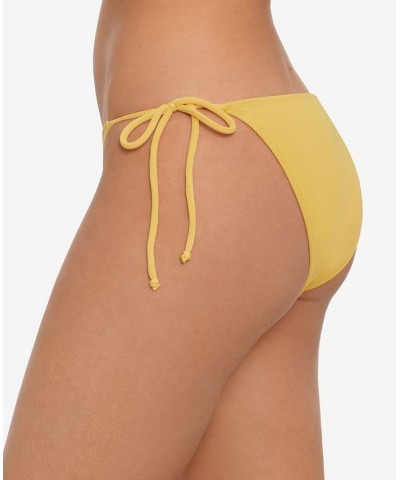 Women's Ribbed Tie Hipster Bottoms Yellow $16.49 Swimsuits