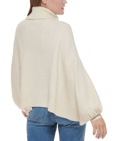 Women's Bubble-Sleeve Turtleneck Sweater Birch $32.76 Sweaters