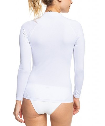 Juniors' Whole Hearted Long-Sleeve Rashguard White $27.84 Swimsuits
