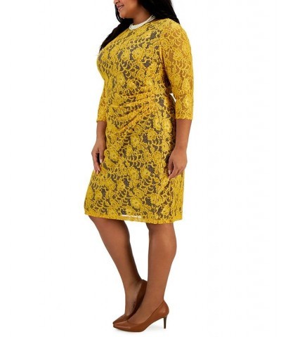Plus Size Laurissa Lace Sheath Dress Yellow $36.56 Dresses