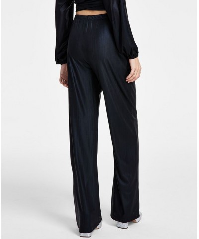 Women's Shimmer Wide-Leg Pull-On Pants Black $28.53 Pants