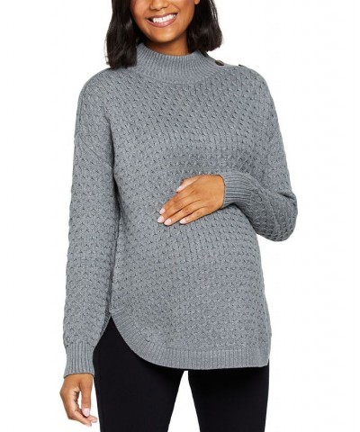 Stitched Mock-Neck Maternity Sweater Gray $34.00 Sweaters