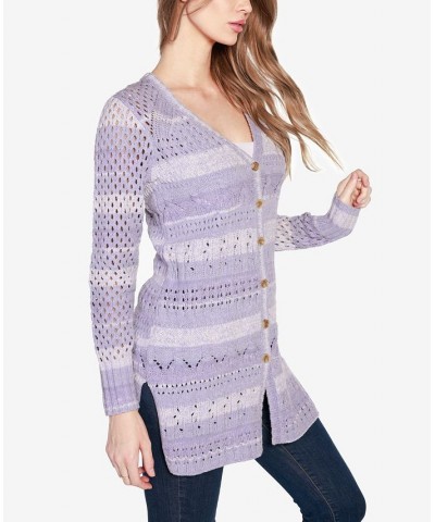 Women's Black Label Space Dye Button-Front Cardigan Pale Iris Combo $26.65 Sweaters