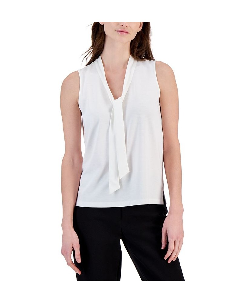 Women's Harmony Tie-Neck Sleeveless Shell Top White $33.81 Tops