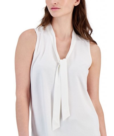 Women's Harmony Tie-Neck Sleeveless Shell Top White $33.81 Tops