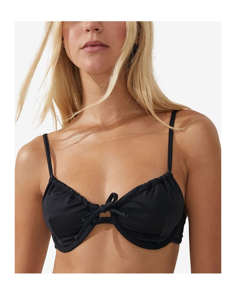 Women's Half-Wire Sweetheart-Neck Bra Bikini Top Black $23.99 Swimsuits