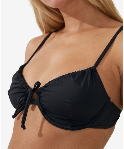Women's Half-Wire Sweetheart-Neck Bra Bikini Top Black $23.99 Swimsuits