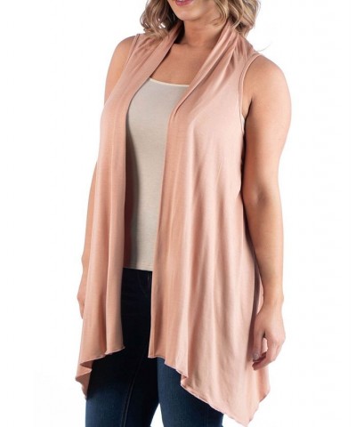 Women's Plus Size Asymmetric Open Front Cardigan Tan/Beige $34.79 Sweaters