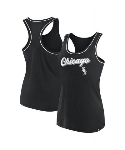 Women's Branded Black Chicago White Sox Wordmark Logo Racerback Tank Top Black $18.80 Tops