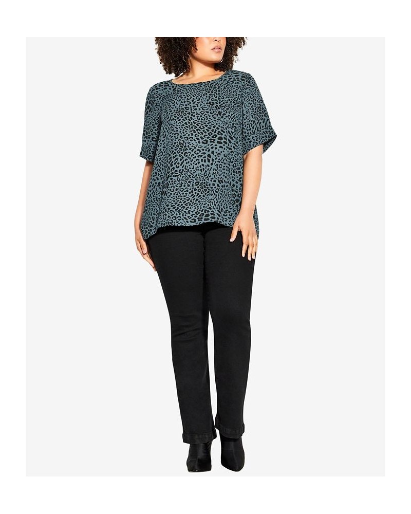 Plus Size Trendy Ayla Short Sleeve Top Charcoal Animal $39.10 Tops