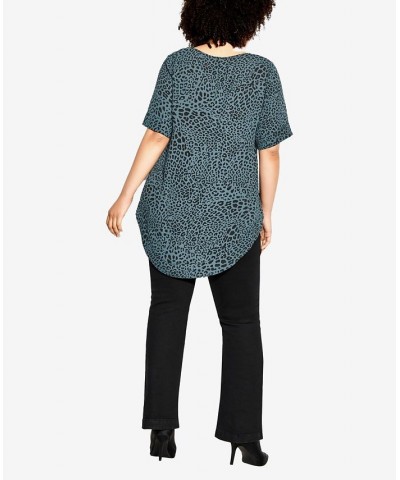 Plus Size Trendy Ayla Short Sleeve Top Charcoal Animal $39.10 Tops