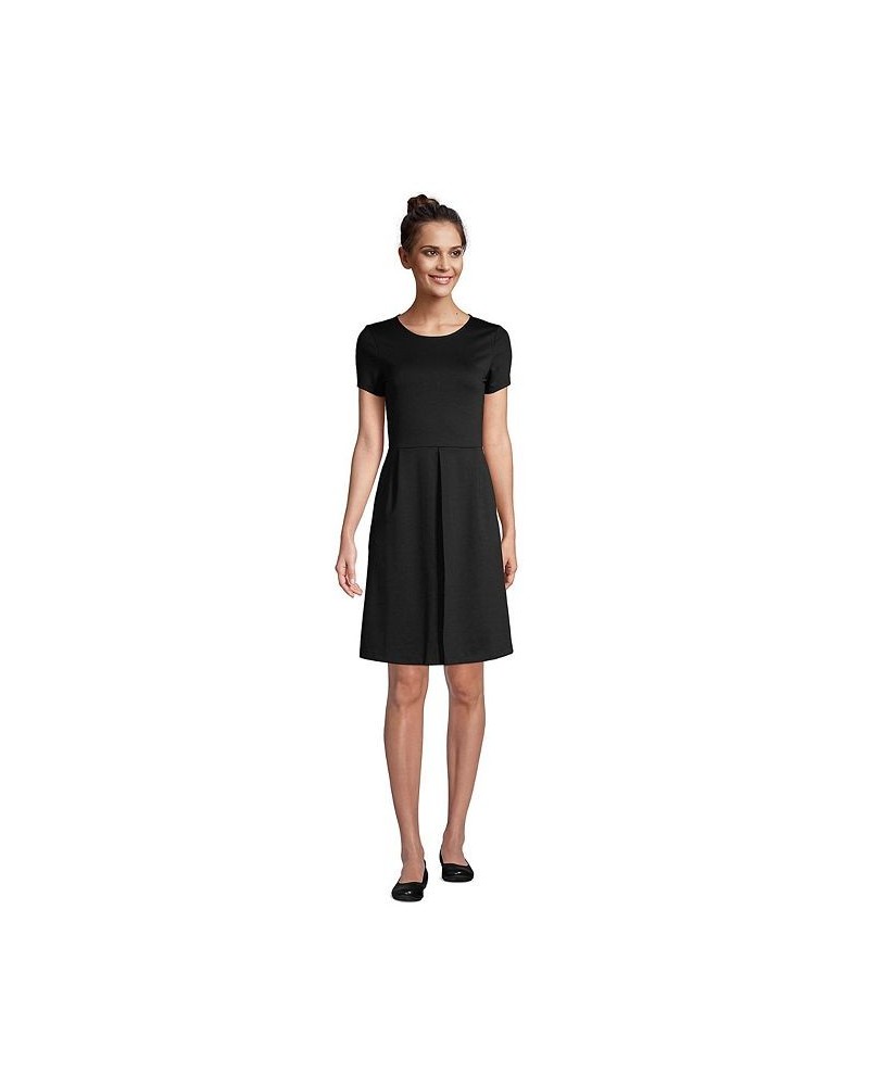 School Uniform Women's Short Sleeve Ponte Dress Top of Knee Black $30.22 Dresses
