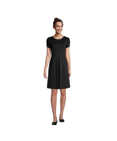 School Uniform Women's Short Sleeve Ponte Dress Top of Knee Black $30.22 Dresses