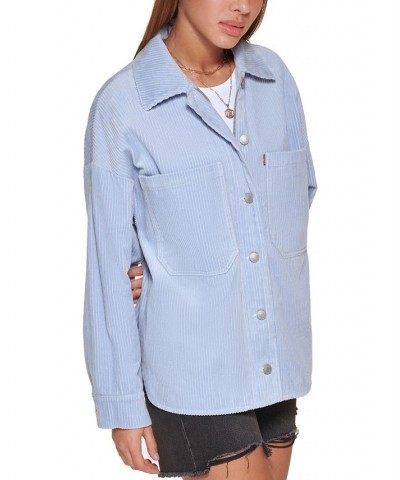 Women's Zip-Front Shacket Dusty Blue $32.20 Jackets