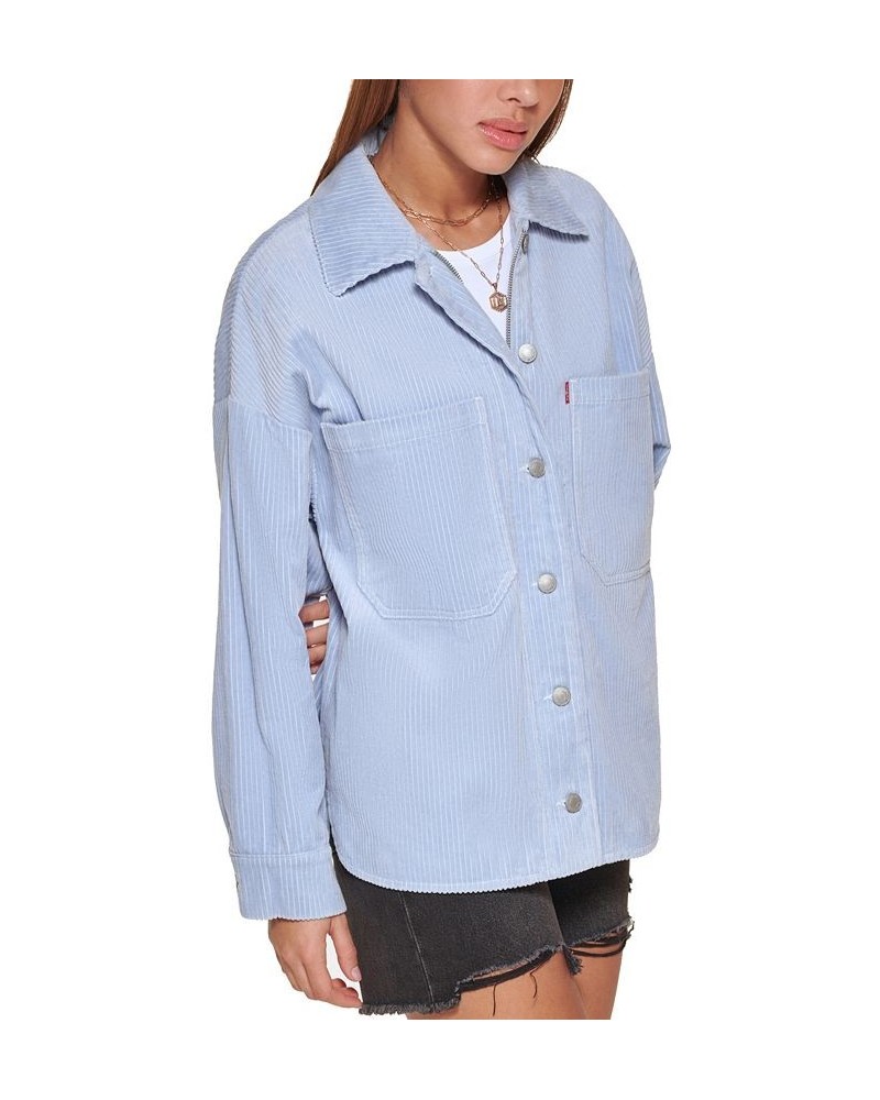 Women's Zip-Front Shacket Dusty Blue $32.20 Jackets