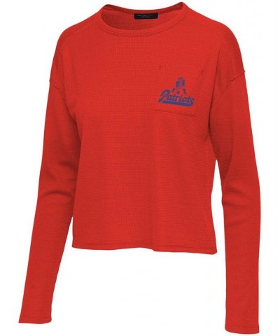 Women's Red New England Patriots Pocket Thermal Long Sleeve T-shirt Red $26.95 Tops