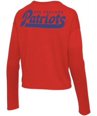 Women's Red New England Patriots Pocket Thermal Long Sleeve T-shirt Red $26.95 Tops