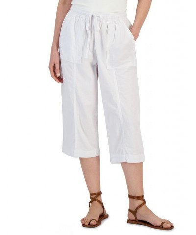 Women's Quinn Cotton Pull-On Capri Pants Bright White $14.19 Pants