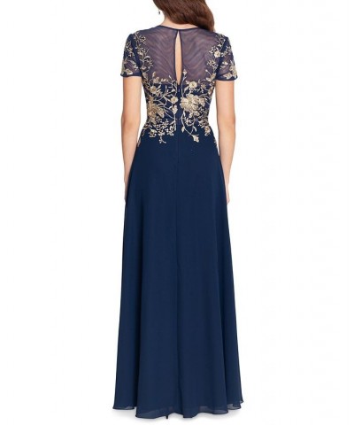 Beaded Embroidery-Trim Gown Wine/Gold $55.44 Dresses