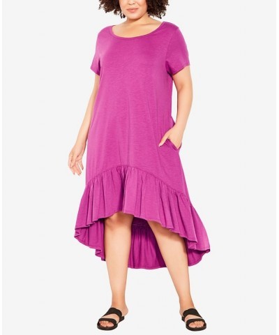 Plus Size Ella Ruffle Plain Dress Clover $20.79 Dresses