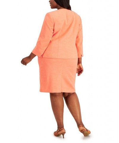Plus Size 3/4-Sleeve Midi Skirt Suit Brown $42.90 Suits