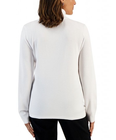 Women's Embellished Turtleneck Sweater White $14.30 Sweaters
