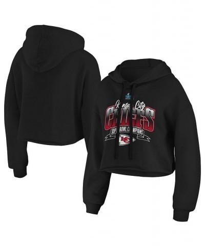 Women's Black Kansas City Chiefs Super Bowl LVII Champions Cropped Pullover Hoodie Black $42.50 Sweatshirts