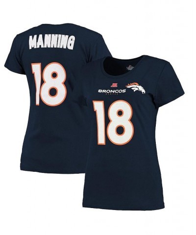 Women's Denver Broncos Peyton Manning Navy Blue Fair Catch V Name and Number T-shirt Navy $23.19 Tops