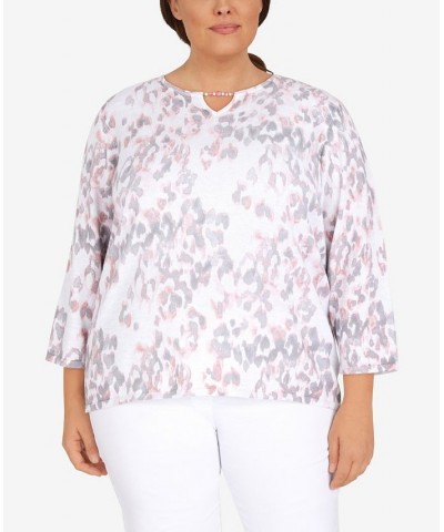 Plus Size Soft Spoken Shimmer Animal Print Sweater Light Pink, Multi $44.26 Sweaters