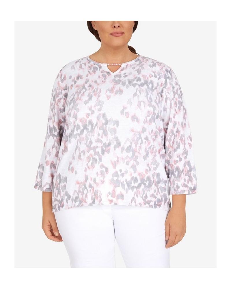 Plus Size Soft Spoken Shimmer Animal Print Sweater Light Pink, Multi $44.26 Sweaters