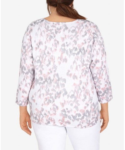 Plus Size Soft Spoken Shimmer Animal Print Sweater Light Pink, Multi $44.26 Sweaters