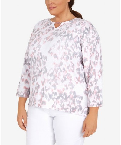 Plus Size Soft Spoken Shimmer Animal Print Sweater Light Pink, Multi $44.26 Sweaters